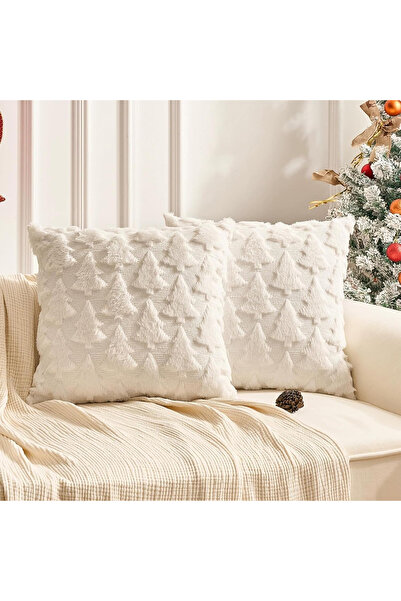 TOLOYE Decorative pillowcases, with white fir tree pattern 45x45 cm set of 2 pieces