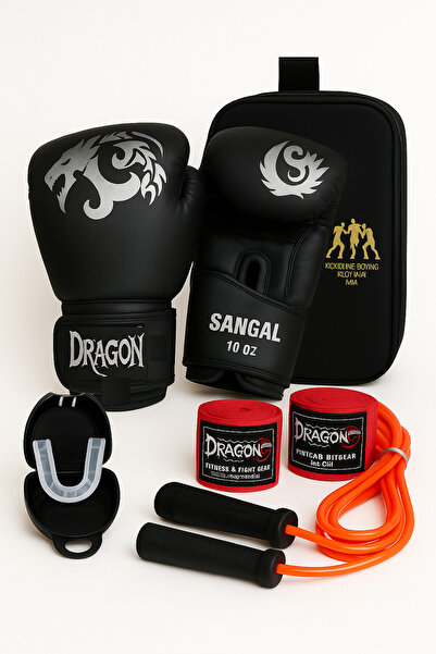 Dragon DRAGONDO SANGAL Kick Boks Eldiveni Bandaj Dişlik Çanta ve Atlama İpi 5...