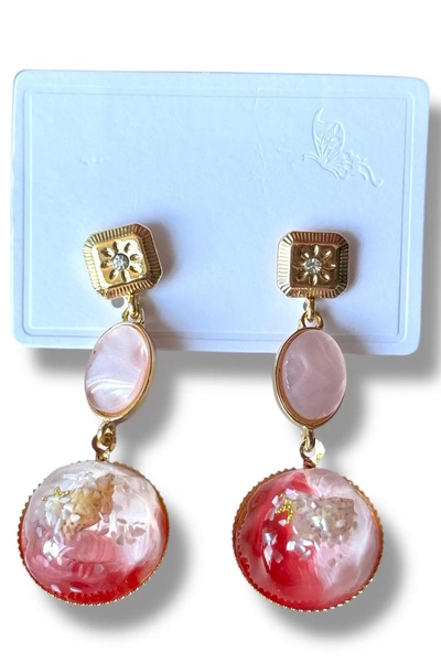 CAŞ DEKORASYON Gold Color Stone Dangle Earrings (Pair)