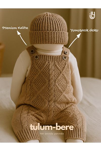 Babily Adjustable Strap Thessaloniki Knitted Hat Knitwear Jumpsuit Salopet Baby