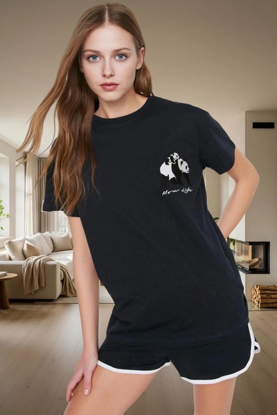 PayBuy Women's Panda Printed Cotton Short Sleeve Pajamas Set Comfortable Summer Homewear Perfect Fit