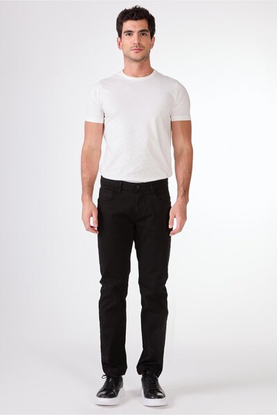 Dufy Siyah 5 Cep Düz Renk Slim Fit Erkek Pantolon