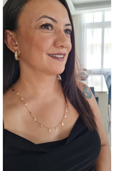 shesra Özel Seri Rose Gold Rengi Pullu Kadın Kolye