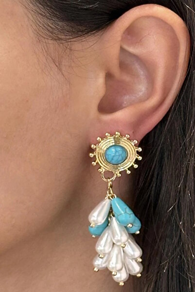 CAŞ DEKORASYON Gold Color Pearl Dangle Earrings (Pair)
