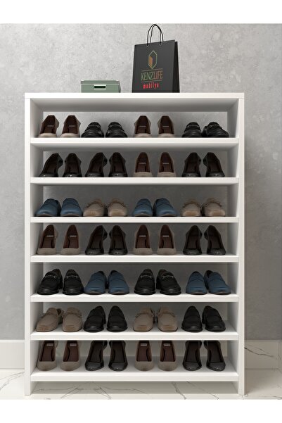 Kenzlife Kapaklı Ayakkabılık Bosnevi Mat Beyaz Sunta 110*080*30 Yimisekiz Çift Ayakkabı Kapasitesi Arkalıksız
