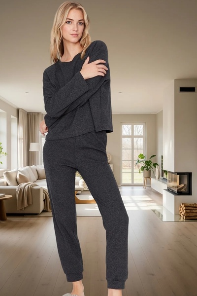 PayBuy Women's Winter Waffle Fabric Pajamas Set Regular Fit Cotton 2-Piece Set Comfortable Cut
