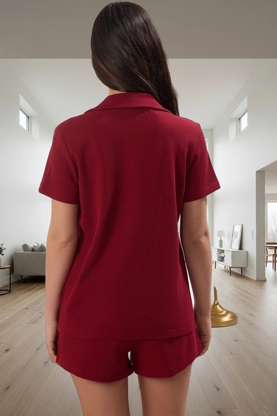 PayBuy Women's Waffle Fabric Short Sleeve Pajama Set Perfect Fit for Casual Wear