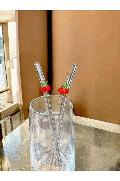 Arsglass Cam 6lı Kiraz Figürlü Pipet Seti