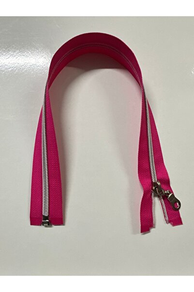 e tuhafiye 1 Фушия сребрист зъб T10 отделен (шест отвора) цип (39 см)