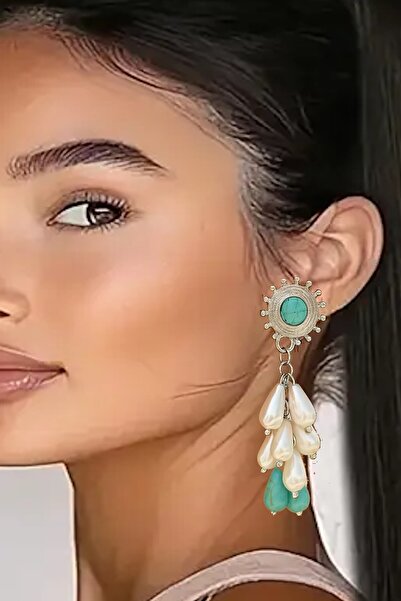 CAŞ DEKORASYON Silver Color Pearl Dangle Earrings (Pair)