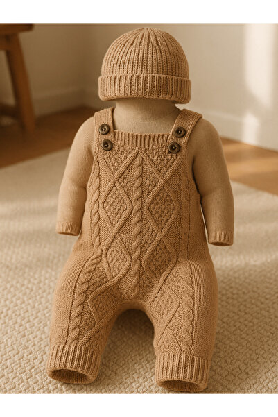 Babily Adjustable Strap Thessaloniki Knitted Hat Knitwear Jumpsuit Salopet Baby