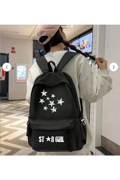 Minga London Rucsac negru cu imprimeu Big Star pentru cursuri de școală -Ghos...