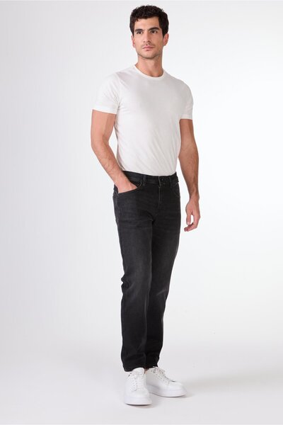 Dufy Koyu Gri Slim Fit Denim Erkek Pantolon