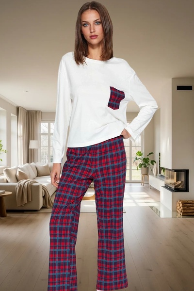 PayBuy Women's Cotton Plaid Pajamas Set Comfortable Home Wear Distinguished Material Durable