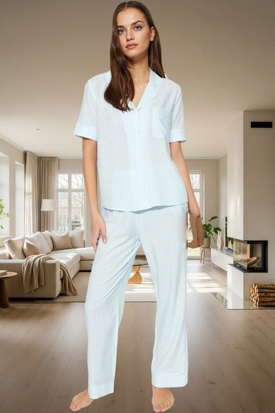 PayBuy Women's Viscose Shally Woven Pajamas Set Striped Comfortable Design Quality Craftsmanship Perfect Fit