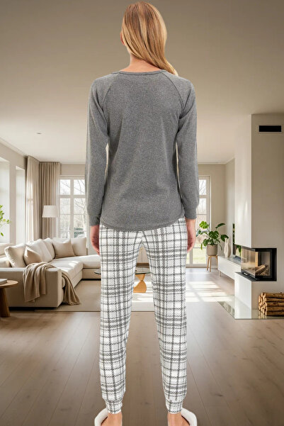 PayBuy Set pijamale în carouri pentru femei Tesatura tricotată moale Confortabilă Iarna Material distins Manopera de calitate