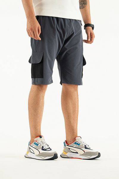Souris Men's Gray Pocket Detailed Breathable Lycra Fabric Outdoor Capri Shorts
