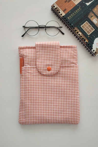 Outlet Çarşım Gingham Pocket Book Case Fiber Filled Book Lover Gift