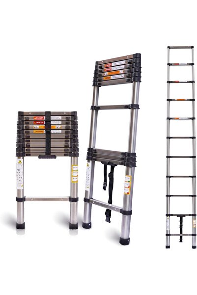 Generic Telescopic Ladder 3.2m 10.5ft Aluminum Folding Extension | Portable Multi Purpose Non Slip Durable