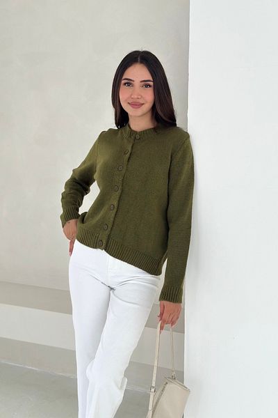 Noi Belis Soft Textured Crew Neck Knitwear Cardigan Aw25Hi0001