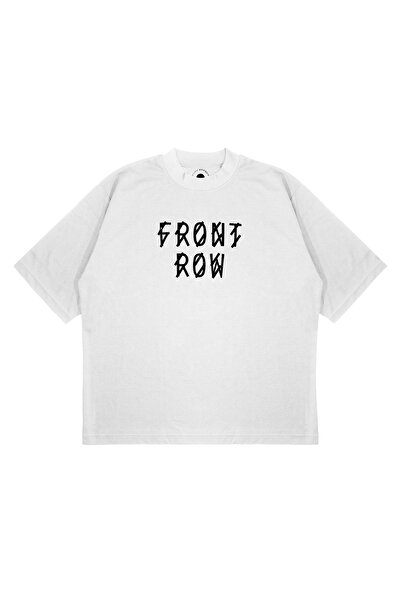 PURE EFFECT تي شيرت للجنسين كبير الحجم مطبوع عليه Frontrow من القماش السميك