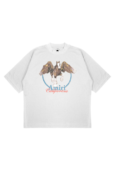 PURE EFFECT Tricou unisex oversize Horse Eagle imprimat Boxy Fit din țesătură...