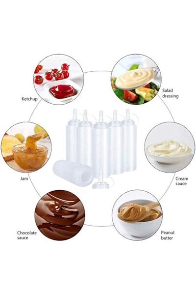 Generic 5pcs 8oz Squeeze Condiment Bottles with Cap Seasoning Dispensers 230ml