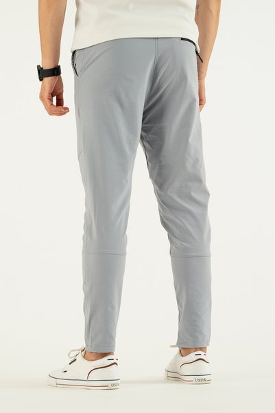 Souris Men's Light Gray Side Pockets, Elastic Waist, Lace up Ankle Leg Slimfit Slim Fit Jogger Trousers