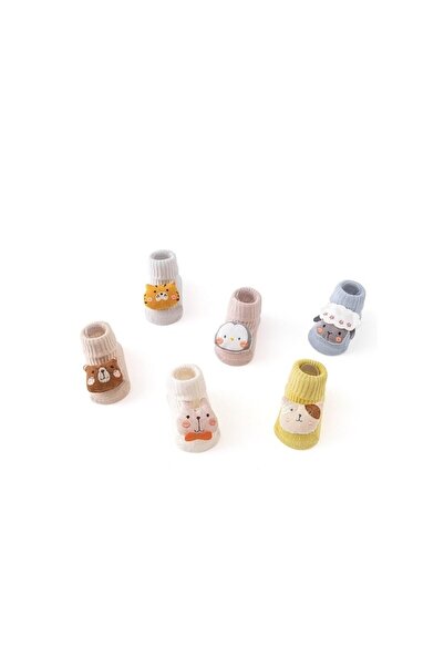 Mixbo Șosete pentru bebeluși cu jucărie atașată Mixbo, oaie, zornăitoare, talpă antiderapantă, bumbac, 0+ luni, albastru