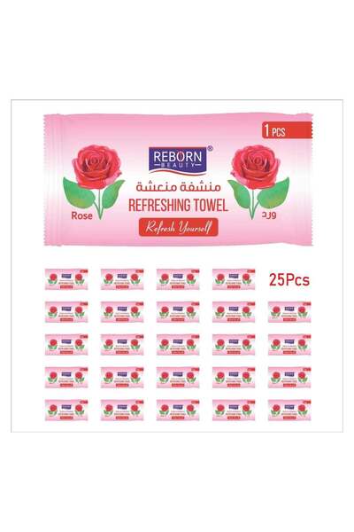 Reborn Beauty refreshing towel Rose scent (Pack of 25 Pieces)