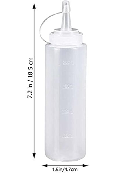 Generic 4pcs 240ml Squeeze Squirt Condiment Bottles, with Cap Lids and Discrete Measurements for Sauc