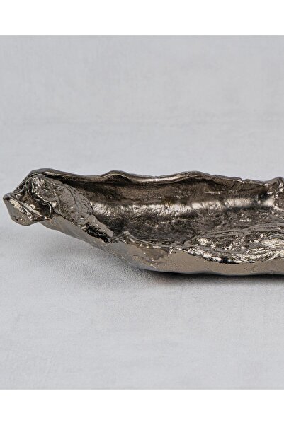 LAMEDORE Eskitme Pirinç Yaprak Formlu Büyük Sunum Tabağı