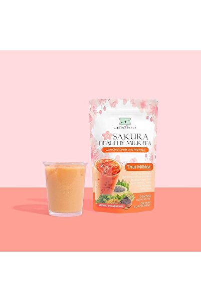 NAMIROSEUS شاي حليب ساكورا الصحي مع بذور الشيا والمورينجا