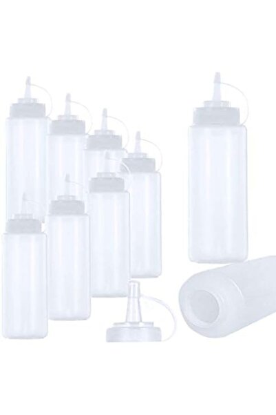 Generic 10-pack Condiment Squeeze Bottles - 12 Ounce, Clear Plastic Squirt Bottles for Cooking, BBQ,