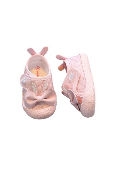 Mixbo - Baby Shoes for First Steps, Velcro Closure, Soft Insole, Bow Design, Pink, Size 20 EU