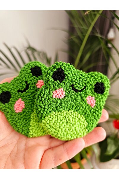 MAMS ACCESSORIES 2'li Kurbağa Punch Araba Bardak Altlığı 7cm