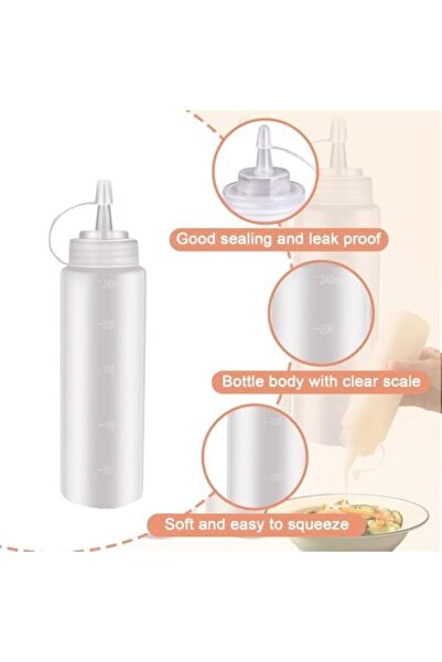Generic Condiment Squeeze Bottles, 8oz 240ml Plastic Empty Bottle with Cap, Leak Proof Seasoning D
