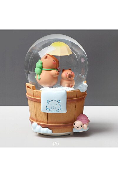 keyfim shop Sevimli Kapibara Orta Boy Işıklı Müzikli Kar Küresi