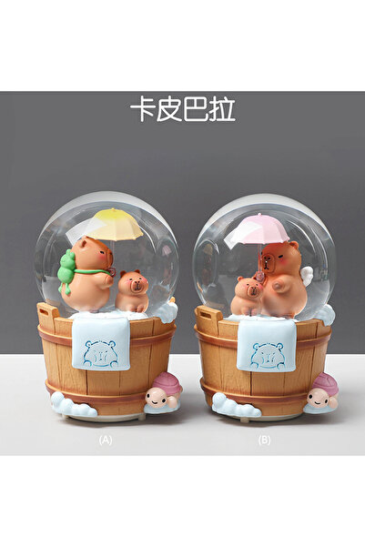 keyfim shop Sevimli Kapibara Orta Boy Işıklı Müzikli Kar Küresi