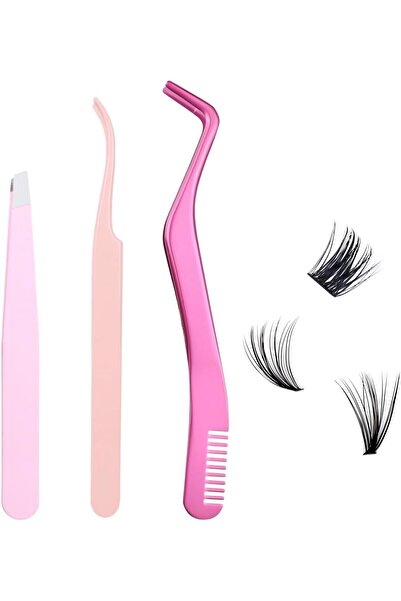 LAUBESS أداة وضع الرموش، 3 قطع، أداة وضع الرموش، ملقط الرموش لمجموعات الرموش