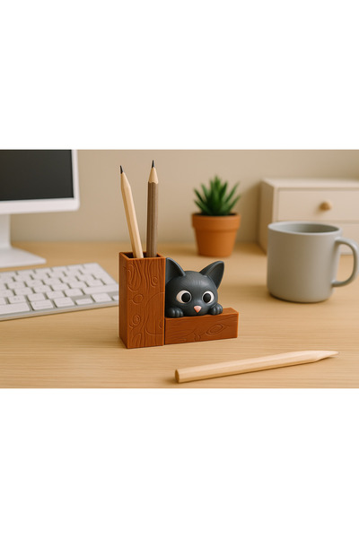 Three Dittle Birds Suport pentru stilouri de birou pisică gri antracit