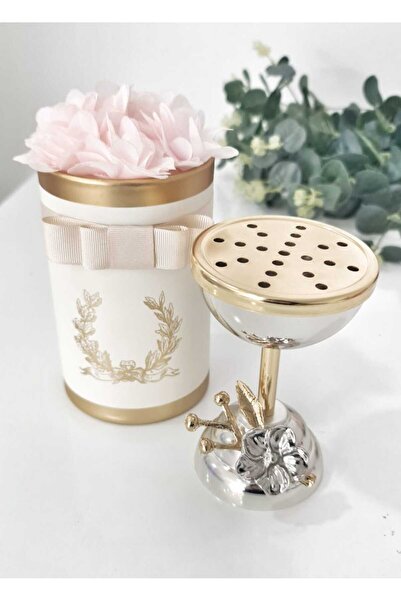 Mum Ateiler PİRİNÇ ALTIN ve GÜMÜŞ KAPLAMA, ÇİÇEK FİGÜRLÜ, DEKORATİF BUHURDANL...