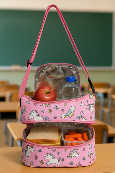 BYENS Lunch Box Thermos Girl Boy Children School Meal Thermal Bag Kindergarten 2 Compartments Thermal Insulated