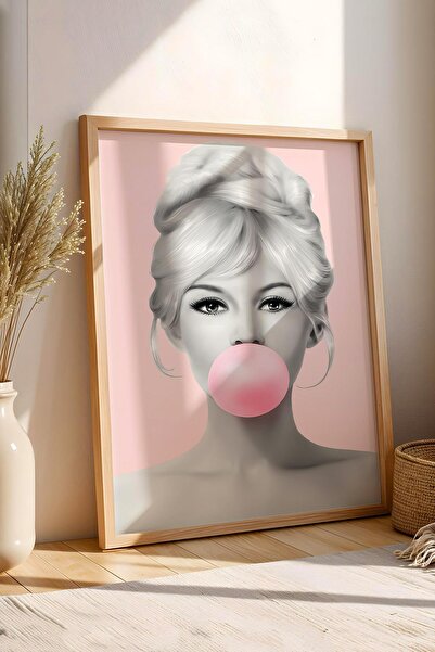 Saturn Pictură înrămare Brigitte Bardot Pink Bubble Gum - Pictură poster Pop Art