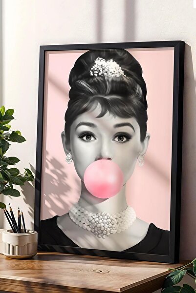 Saturn Επιτραπέζιο ζωγραφική με κορνίζα Audrey Hepburn Pink Bubble Gum - Ζωγρ...