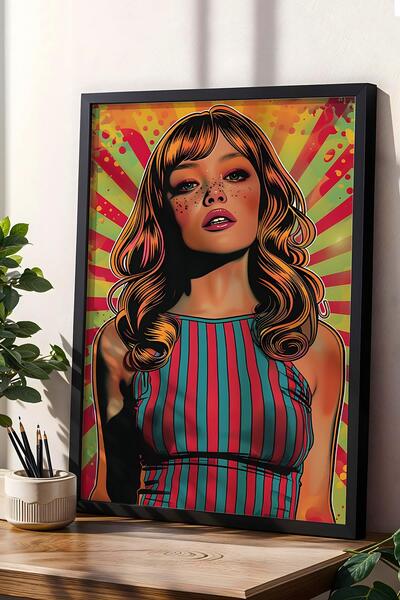 Saturn Pictură înrămată cu portret de femeie în rame - Pictură poster Pop Art