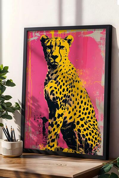 Saturn Pictură înrămată Pop Art Cheetah - Pictură Poster Pop Art