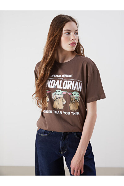 LC Waikiki Brown Crew Neck the Mandalorian Printed Women's T-Shirt