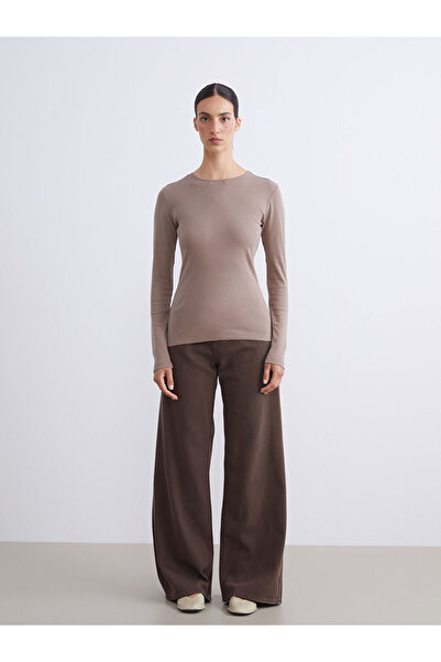 LC Waikiki Timeless Advice |   Plus Size Crew Neck Corded Fabric Women's T-Shirt