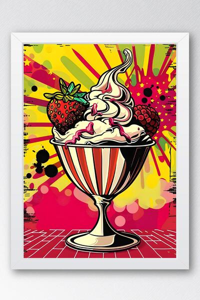 Saturn Tablou cu ramă pentru bol de înghețată - Tablou poster Pop Art